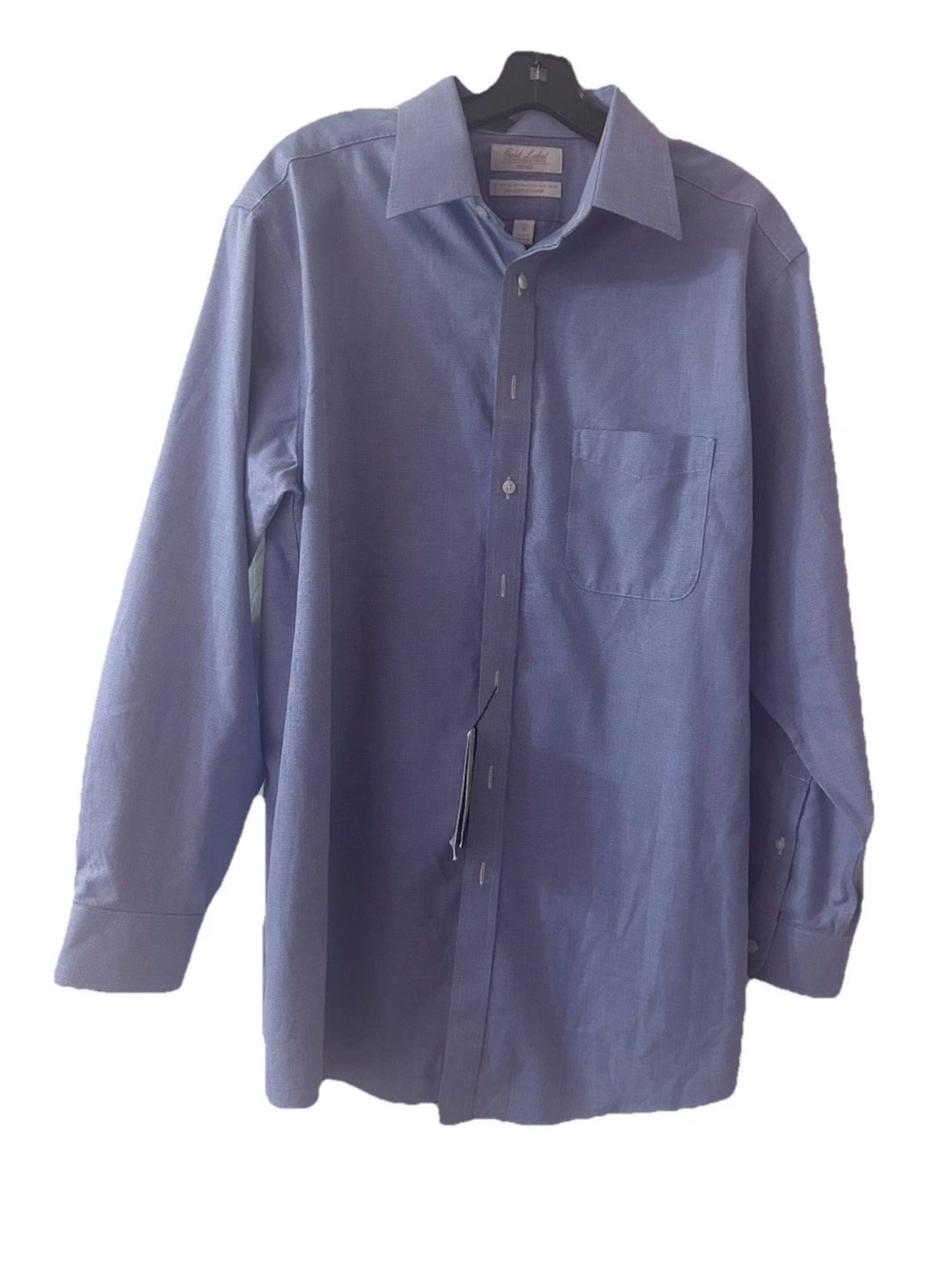 Gold Label Roundtree & Yorke Men’s Dress Shirt 16.5 34 Blue Fitted Non-Iron NWT